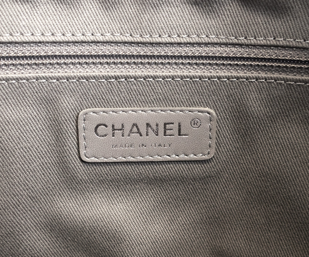 lambskin leather aged chain cc flap large bag