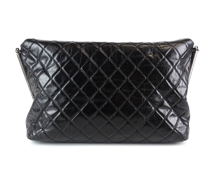 lambskin leather aged chain cc flap large bag