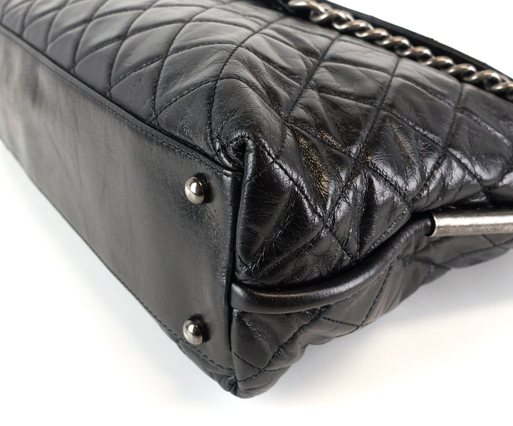 lambskin leather aged chain cc flap large bag