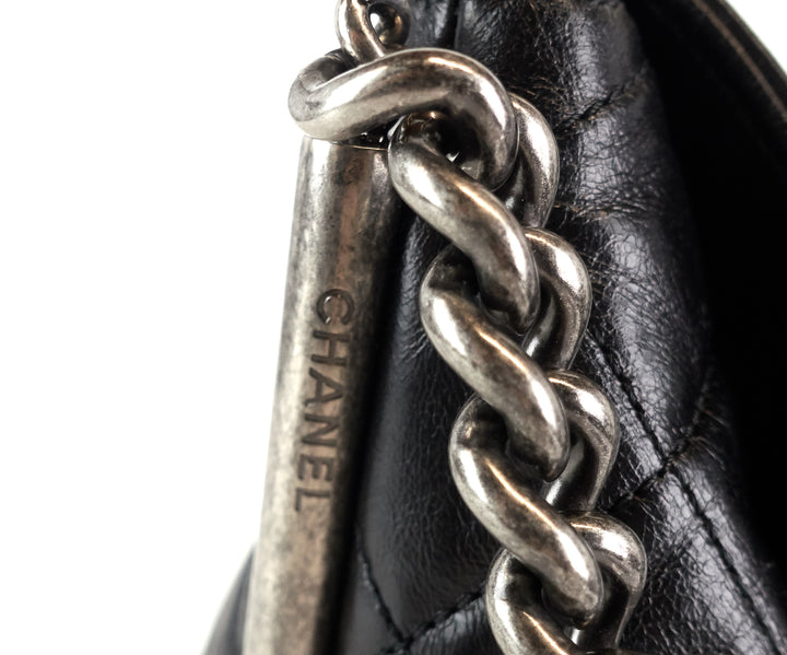 lambskin leather aged chain cc flap large bag