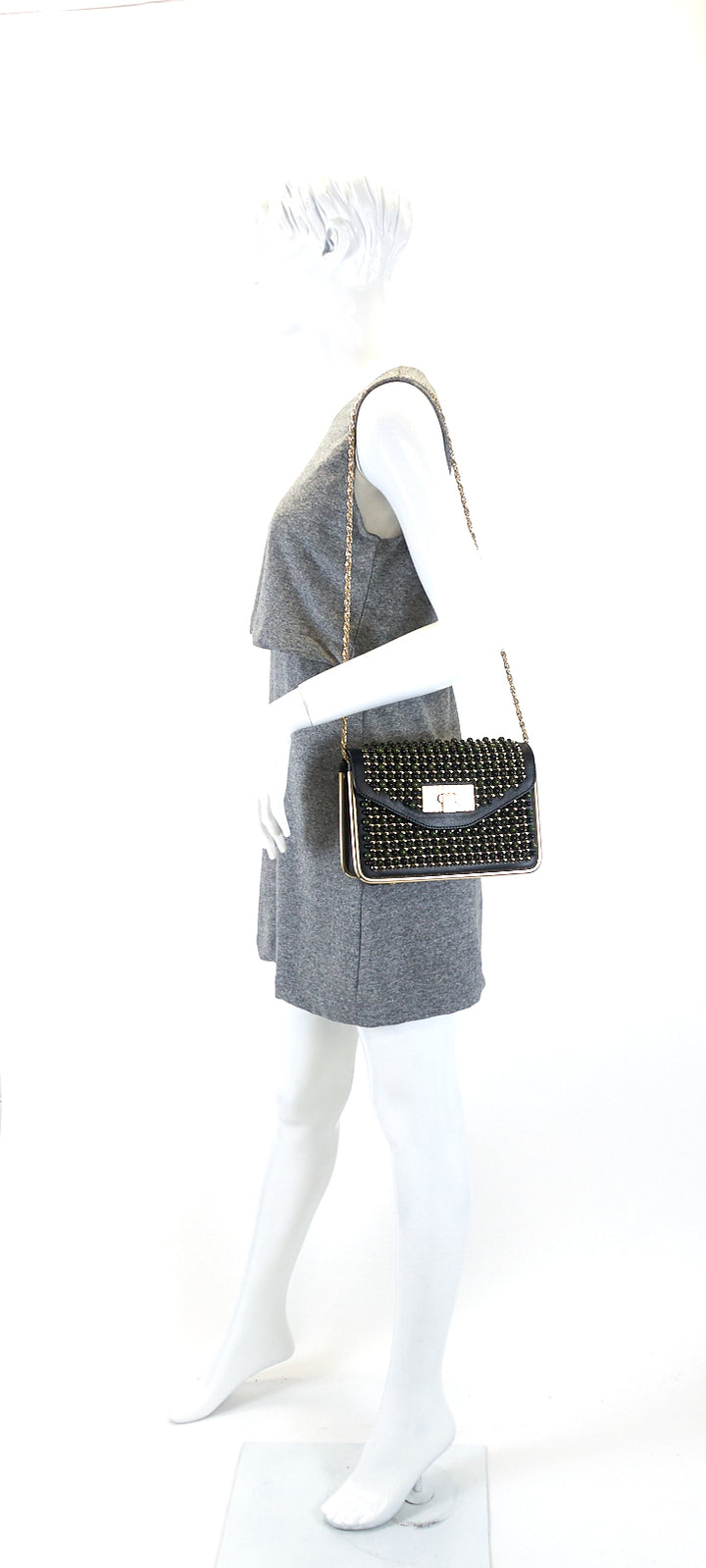 sally small beaded calf leather bag