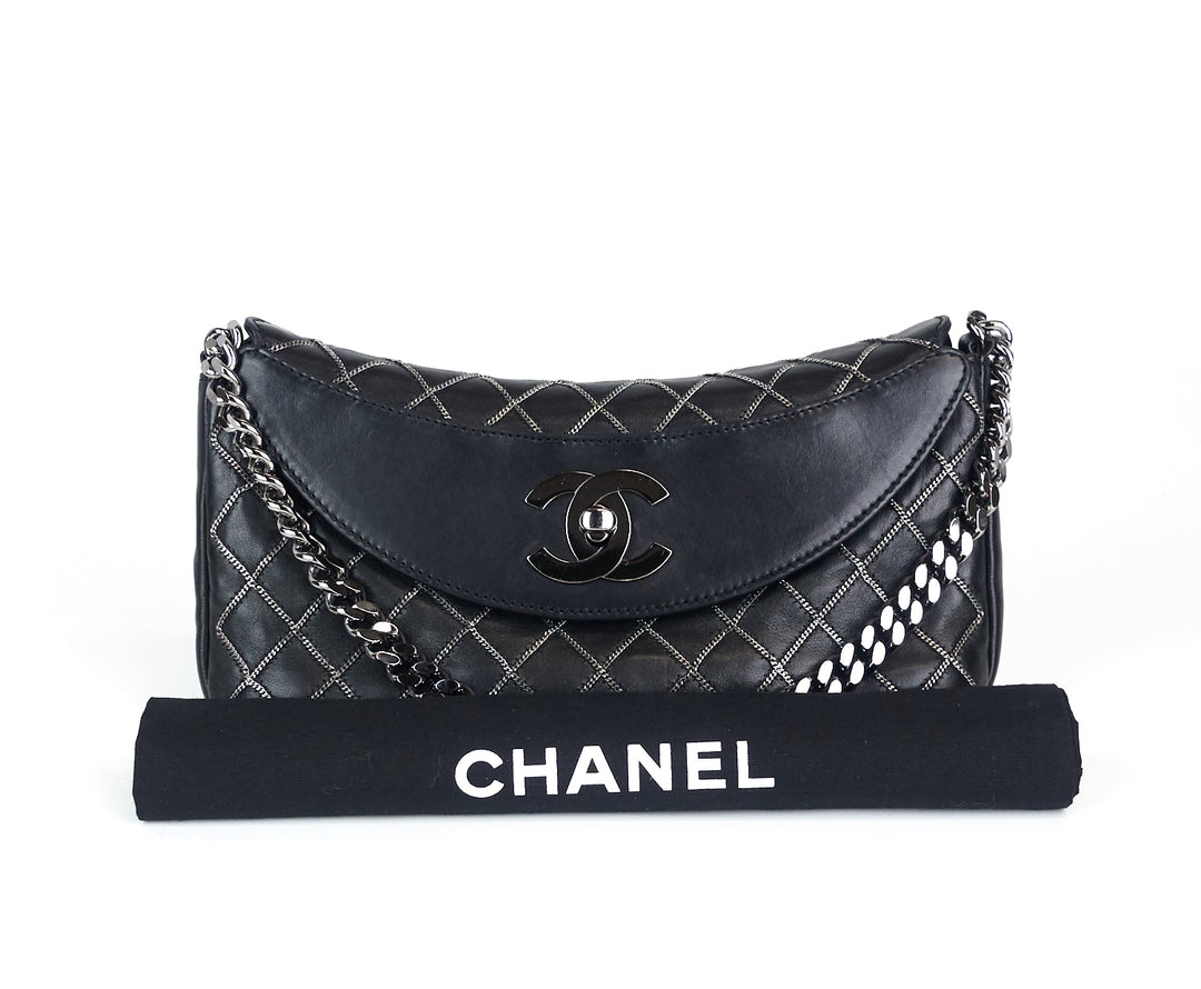 lambskin leather chain stitch flap bag