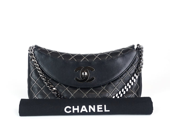 lambskin leather chain stitch flap bag