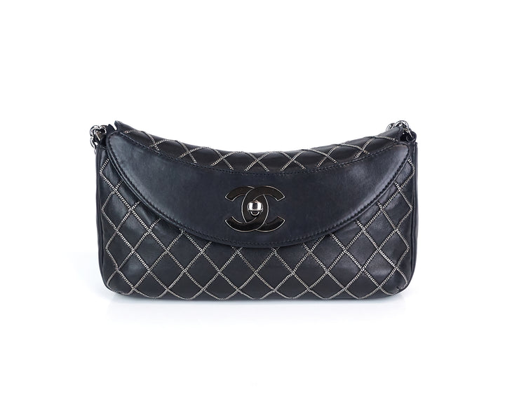 lambskin leather chain stitch flap bag