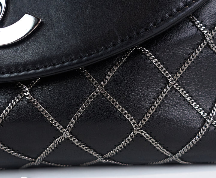 lambskin leather chain stitch flap bag