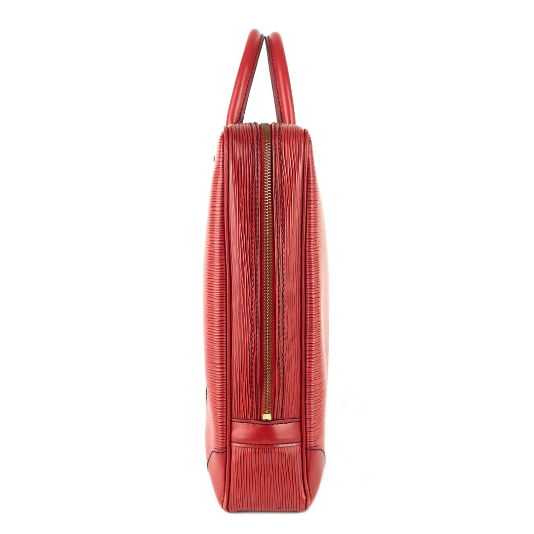 porte-documents voyage red epi leather briefcase bag