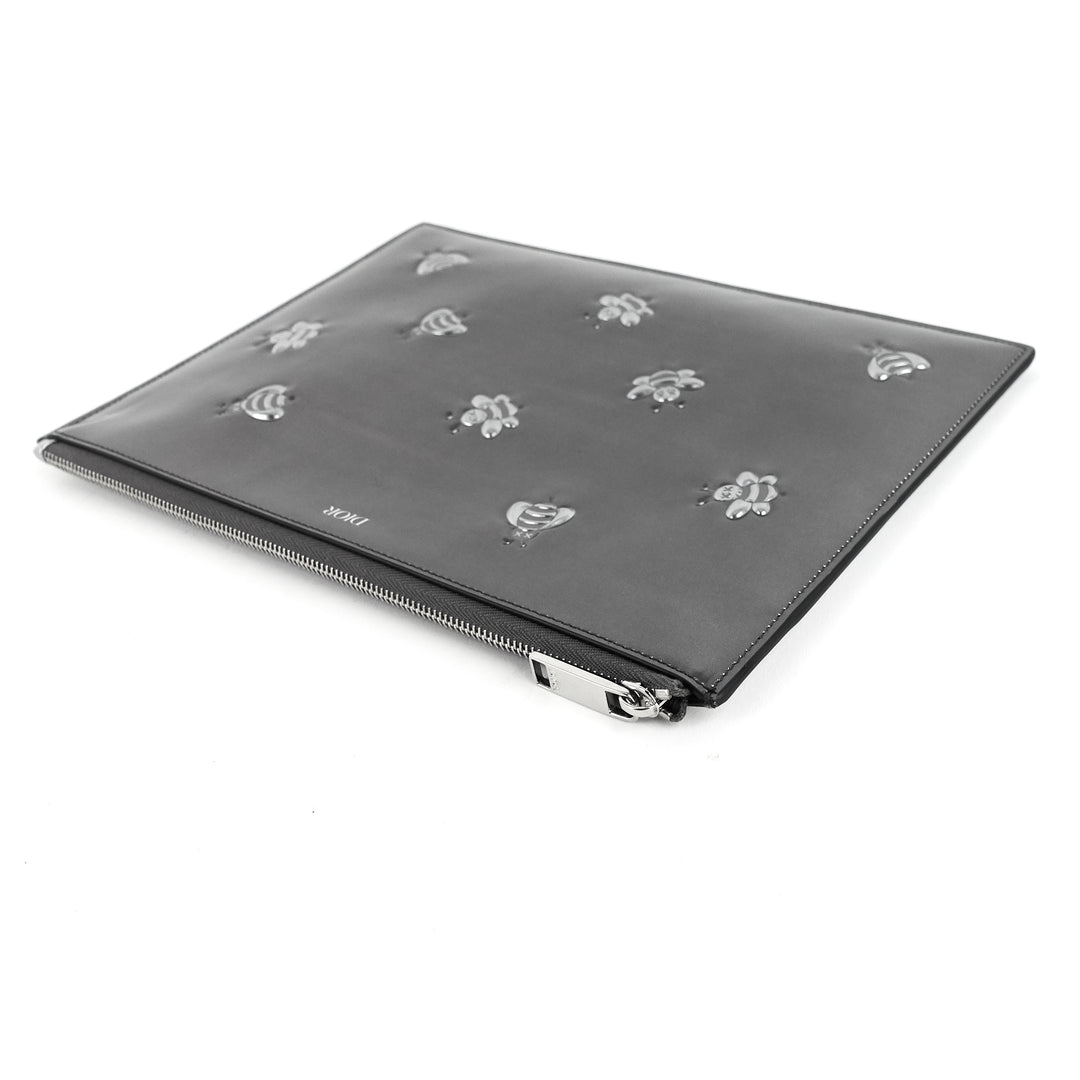 kaws bee medium embossed faux leather zip pouch