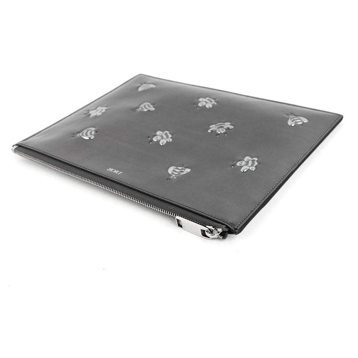 kaws bee medium embossed faux leather zip pouch