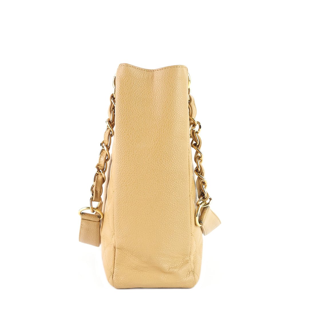 petite shopping tote quilted caviar leather bag