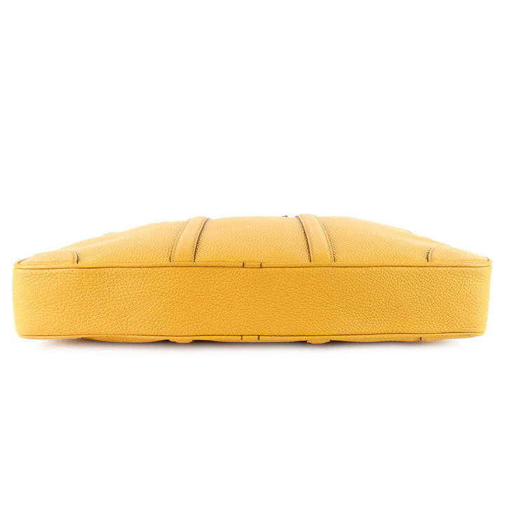 porte-documents voyage pm yellow taurillon leather briefcase bag