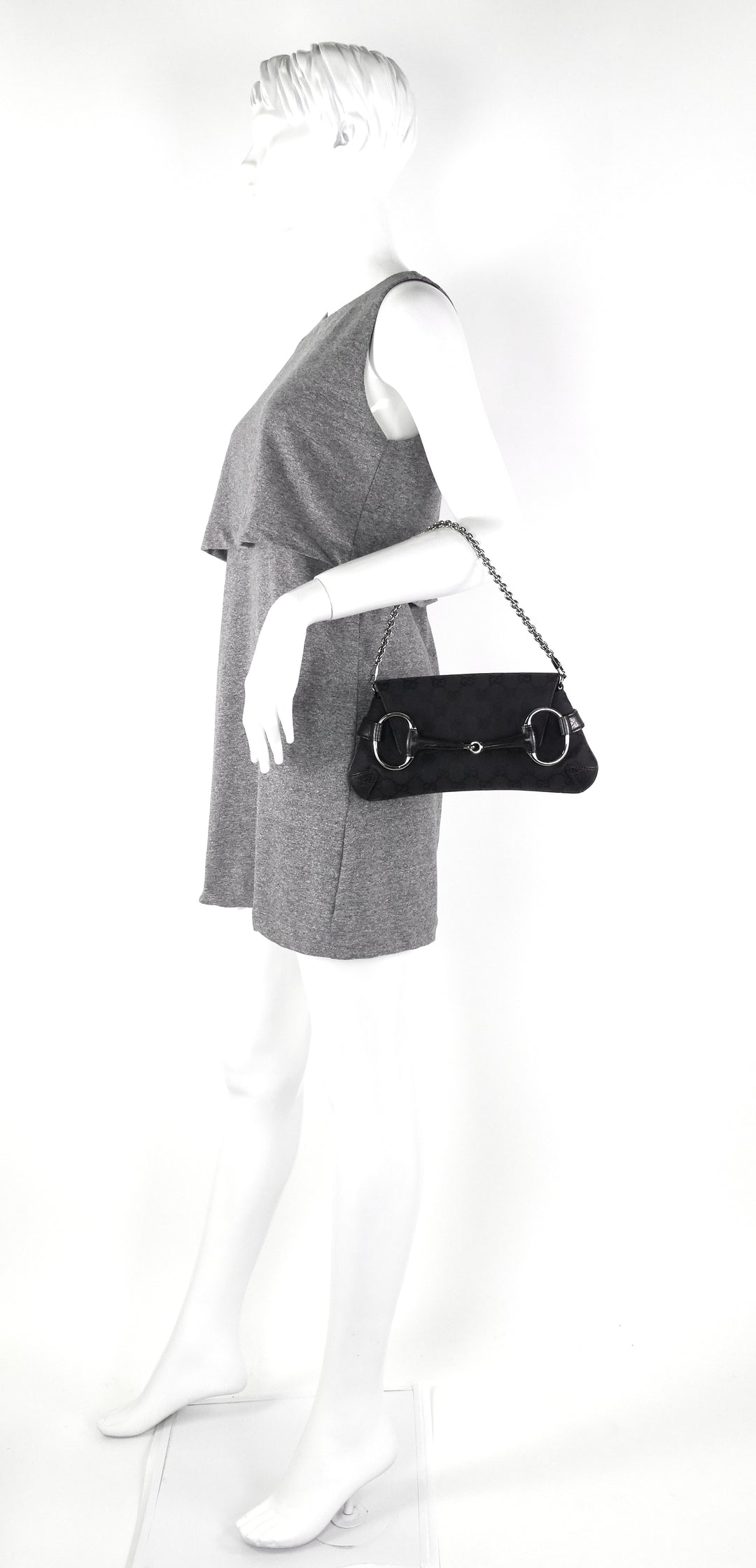 gg canvas horsebit chain clutch bag