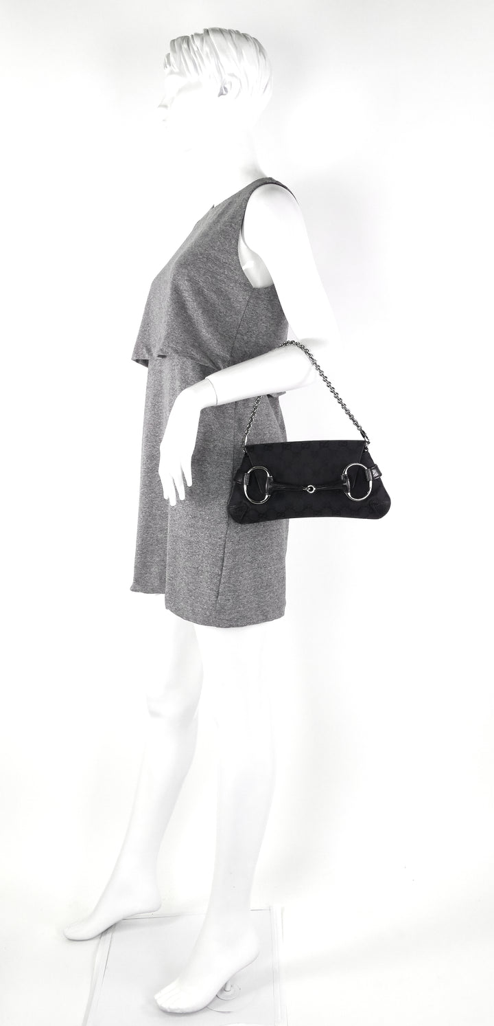 gg canvas horsebit chain clutch bag