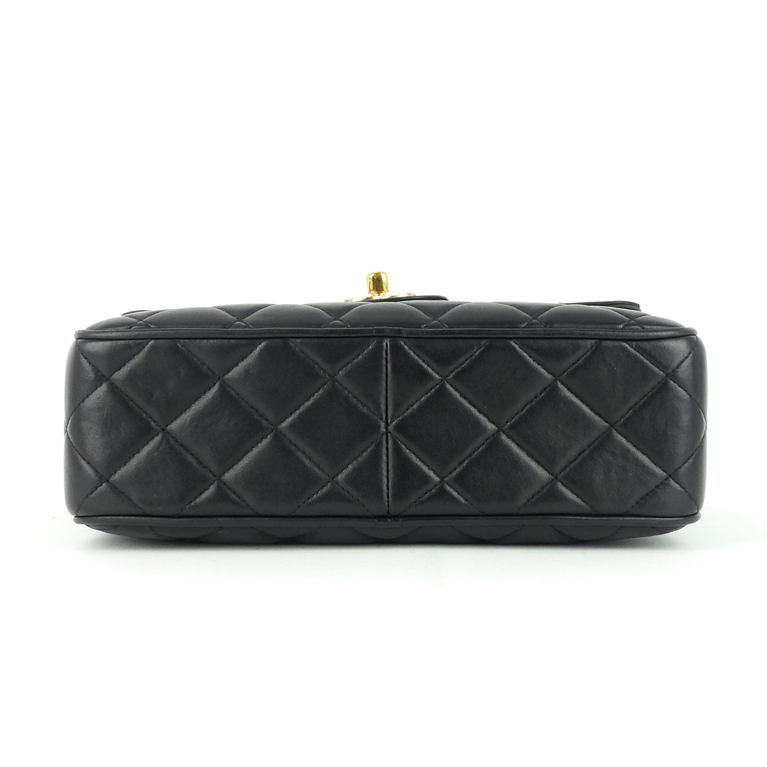 vintage lambskin leather flap camera bag