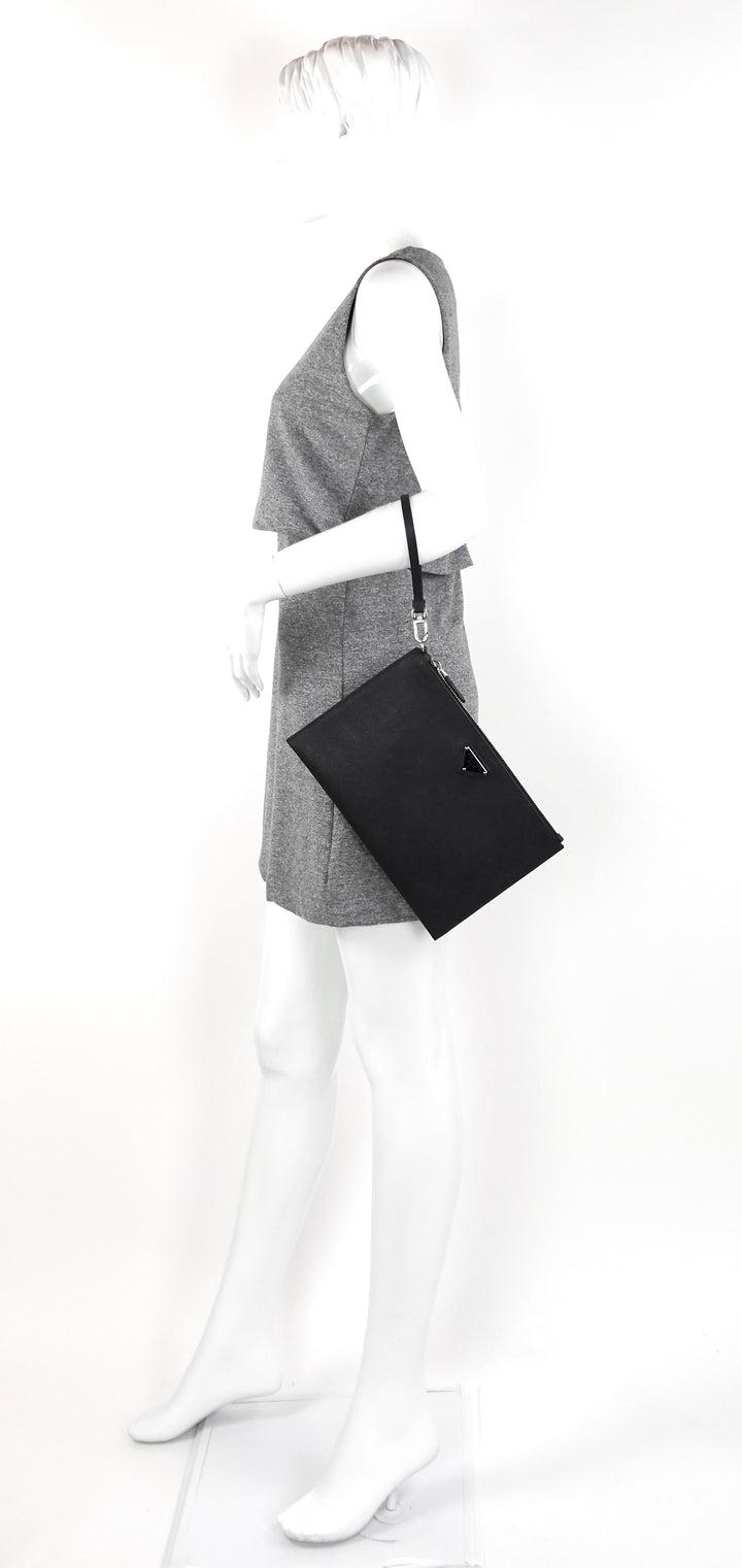 saffiano leather wristlet clutch bag