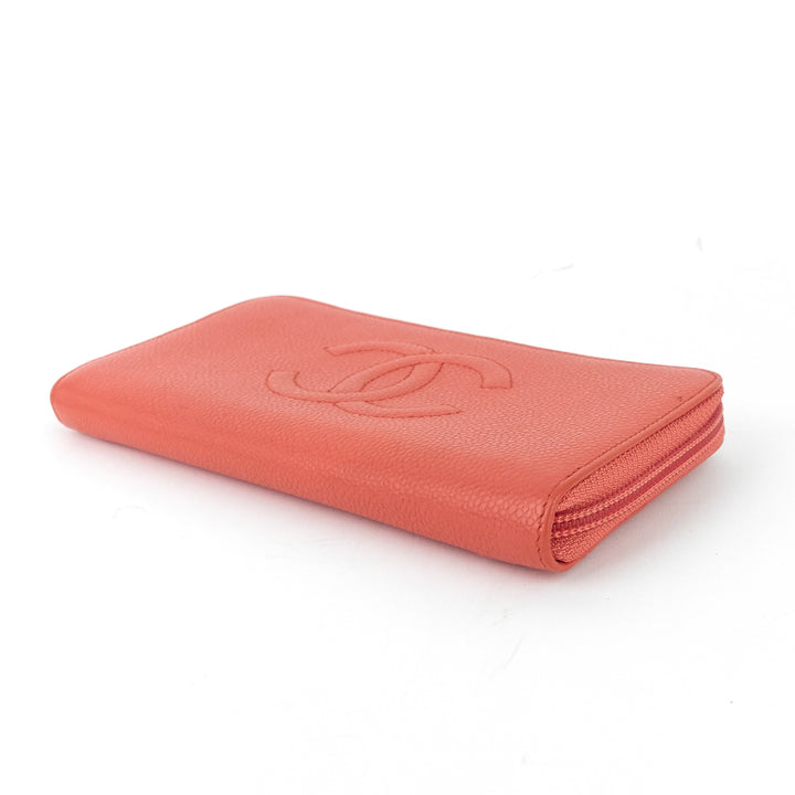 cc timeless caviar zip around wallet