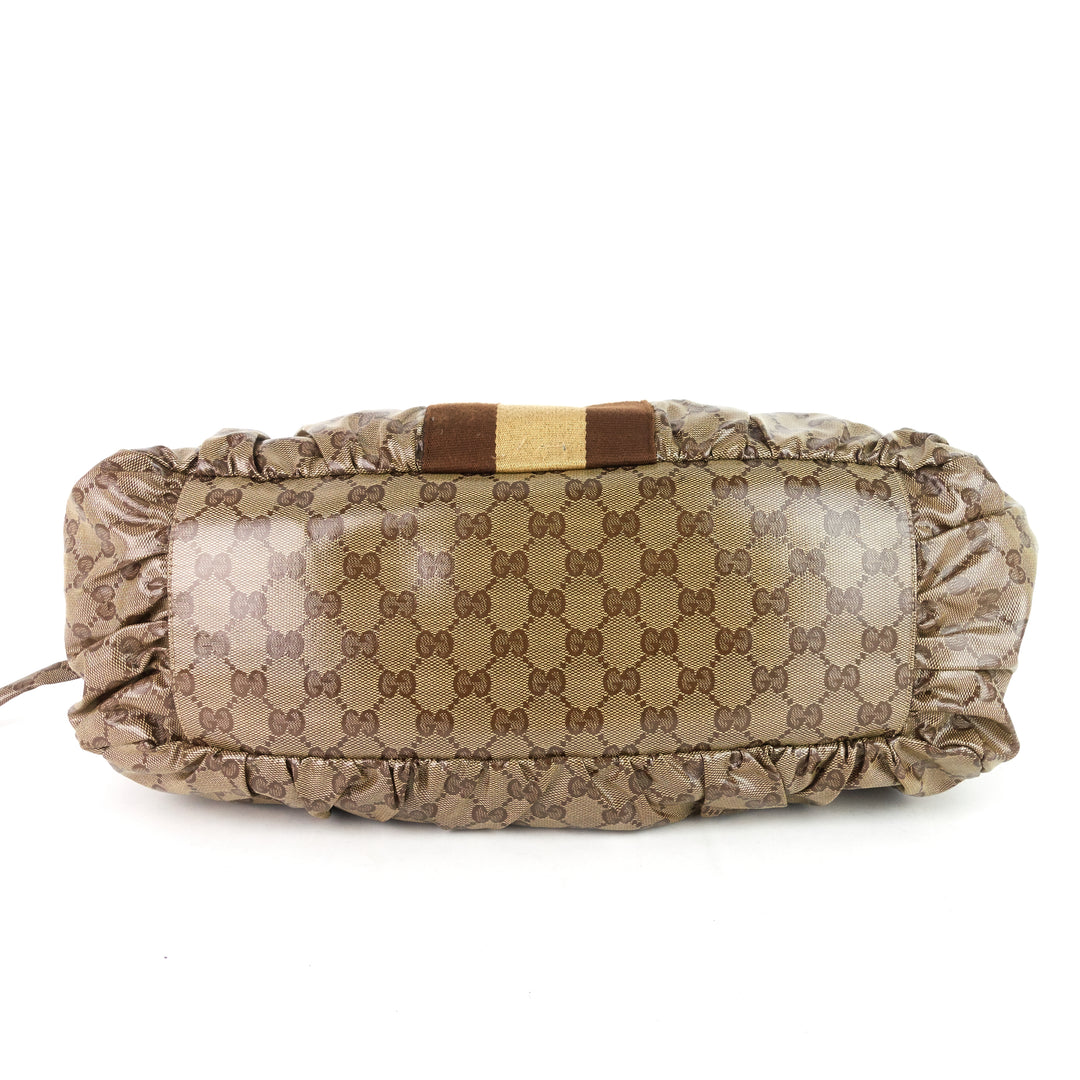 crystal monogram coated canvas web bag