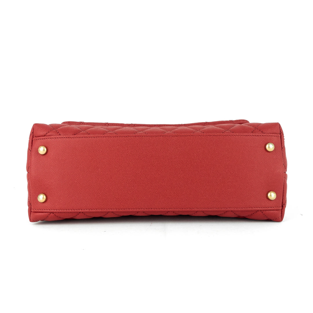coco top handle small caviar leather bag