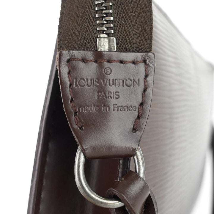 pochette accessoires brown epi leather bag
