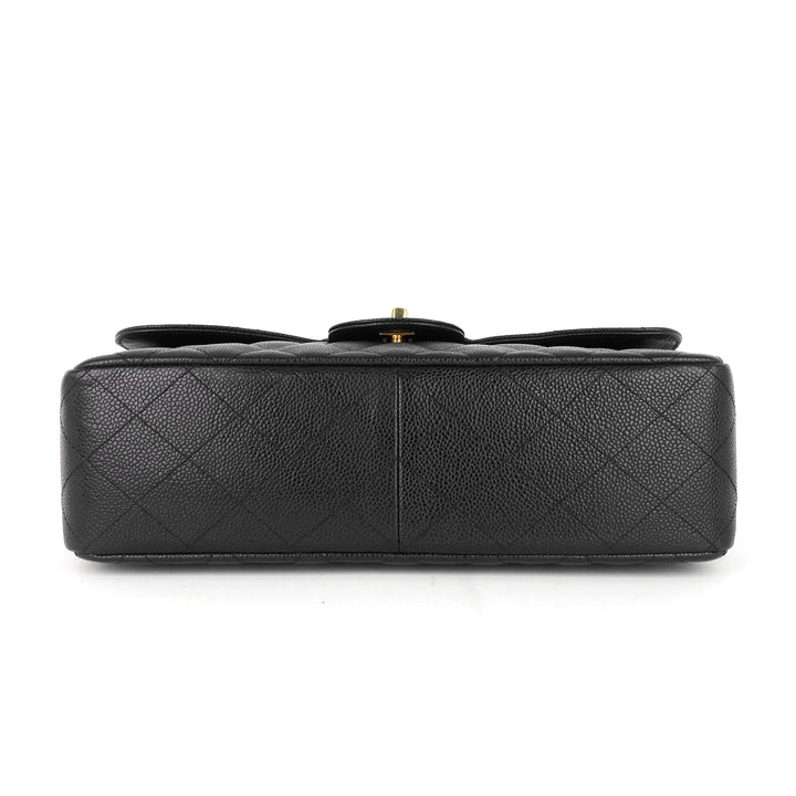 classic single flap jumbo caviar leather bag