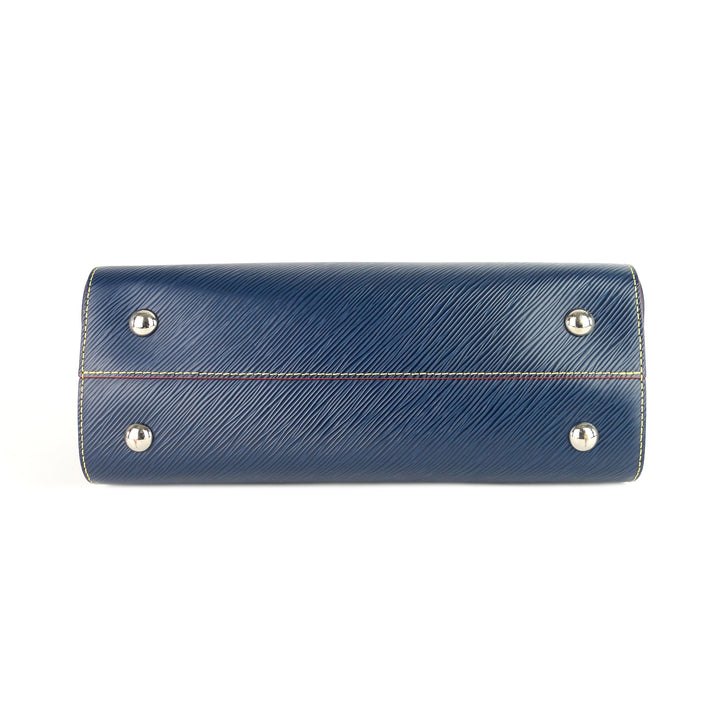 twist blue epi leather tote bag