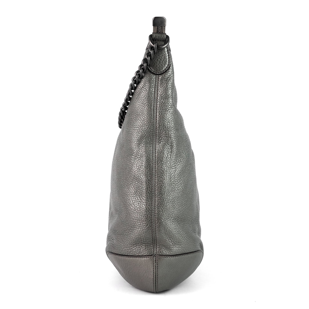 soho chain pebbled calf leather hobo bag