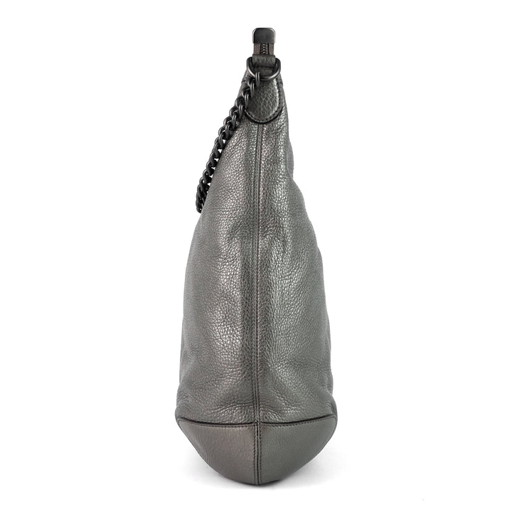 soho chain pebbled calf leather hobo bag