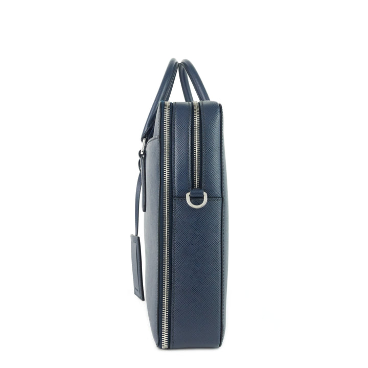 lettering logo saffiano leather briefcase bag