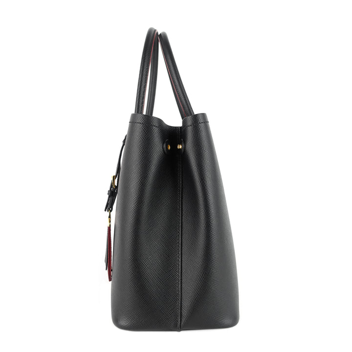 double medium saffiano cuir leather tote bag