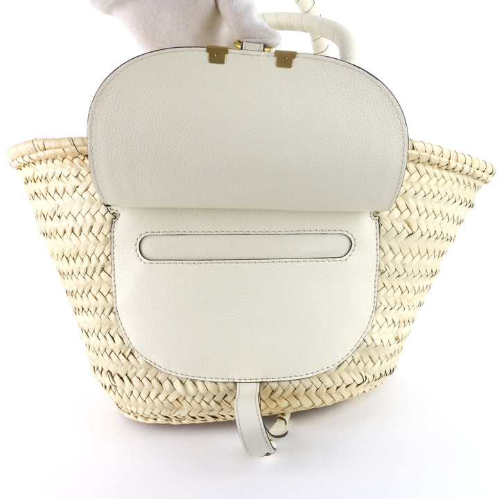 marcie raffia and calfskin basket bag