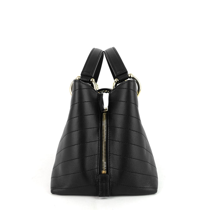 chevron chic top handle small calfskin tote bag