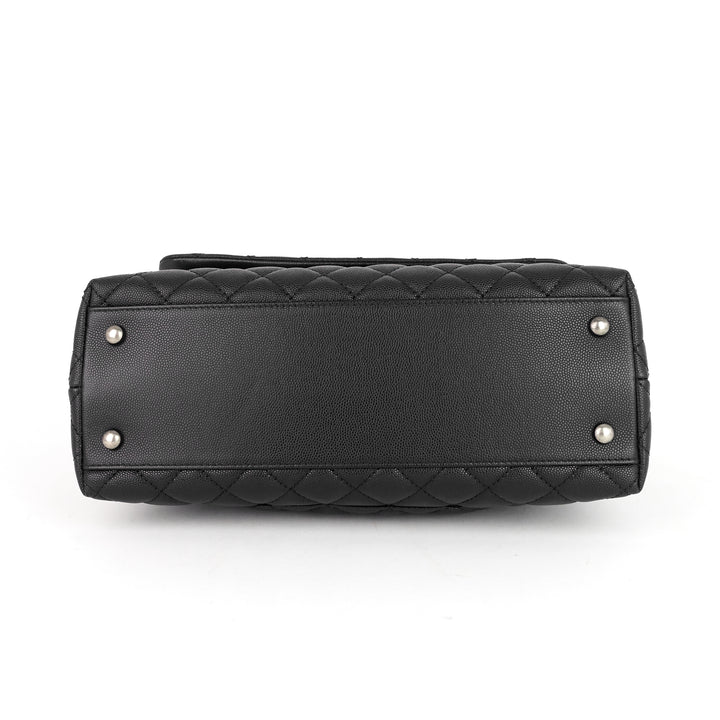 cc coco small caviar and lizard-embossed calfskin top handle bag