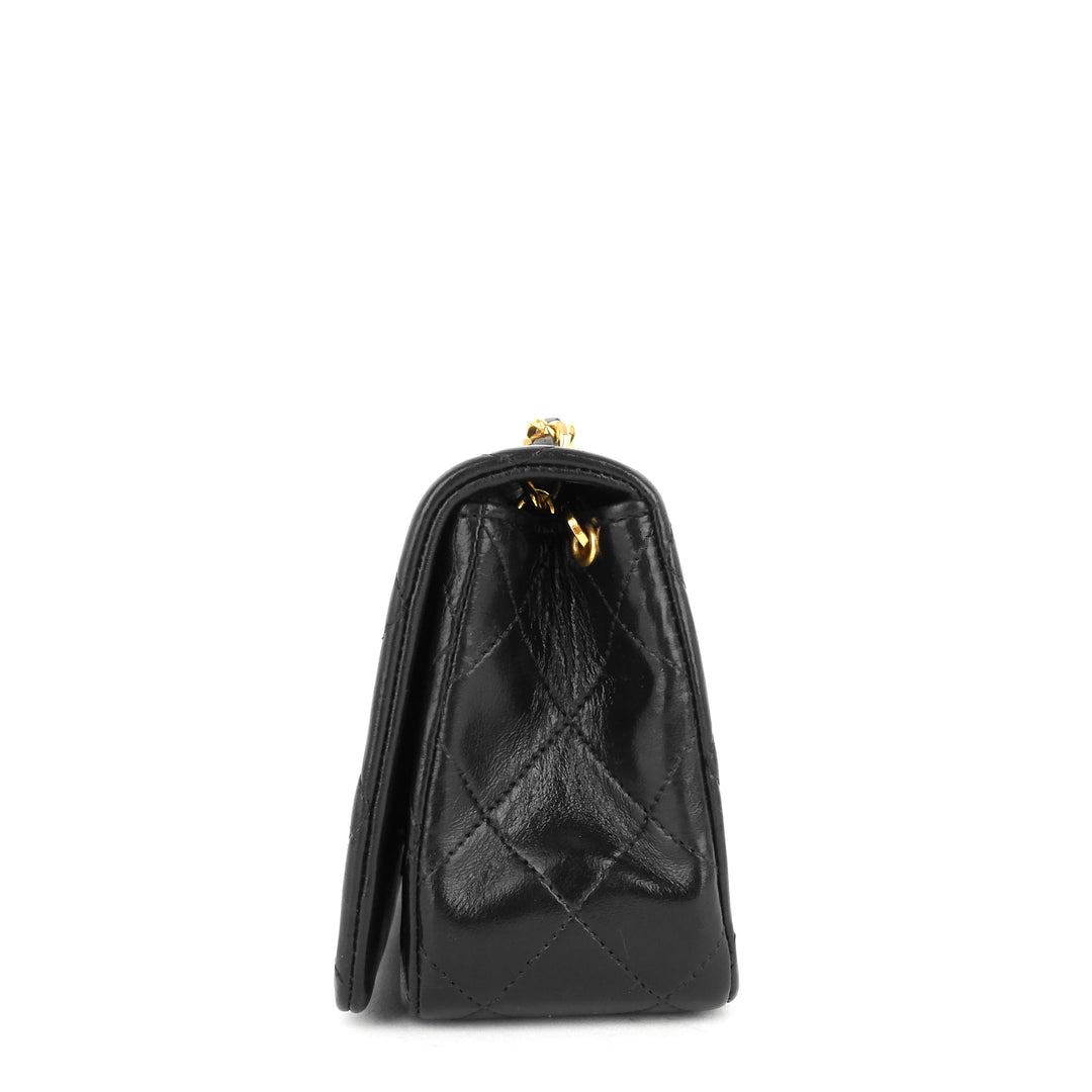 lambskin leather small single flap bag