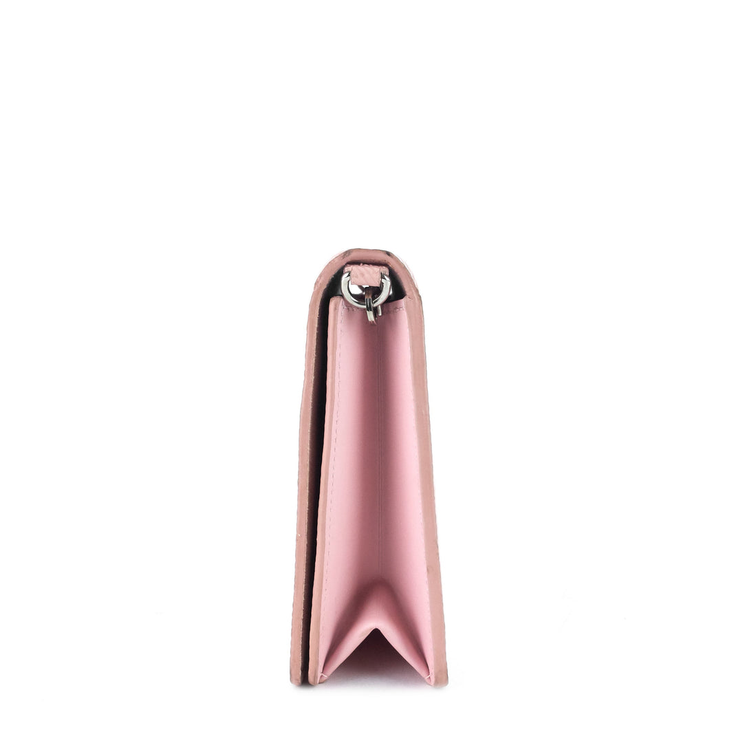twist belt pink epi leather wallet on chain bag