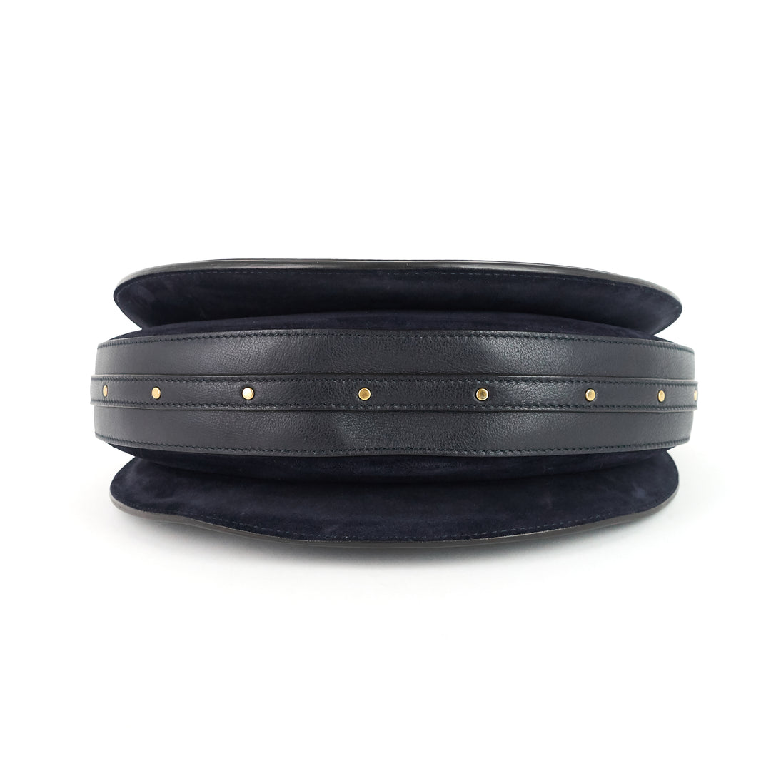pixie medium calfskin and suede double handle bag