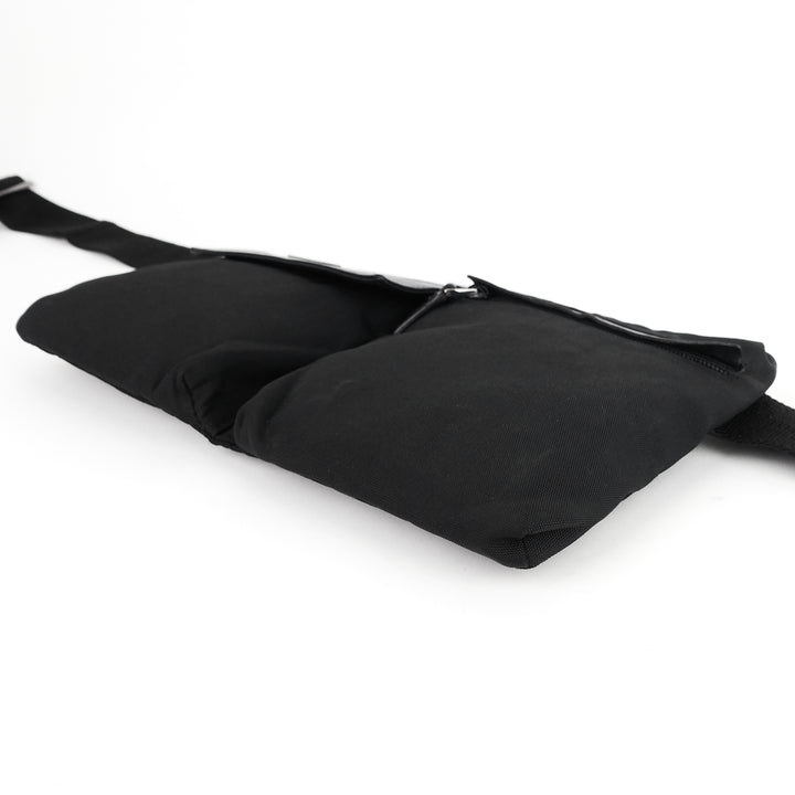 nylon and leather belt bag