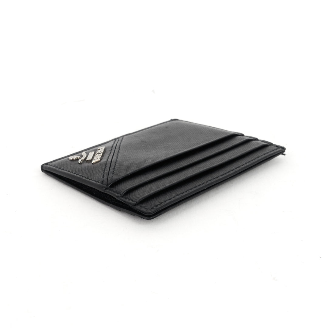 logo saffiano leather card holder