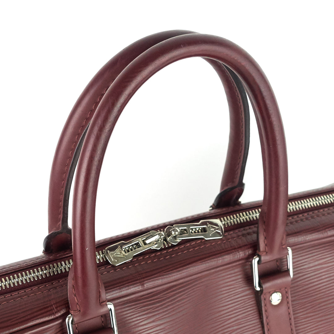porte-documents voyage burgundy epi leather briefcase bag