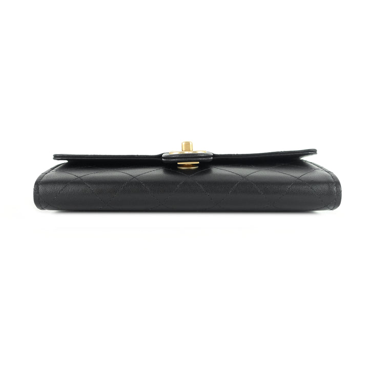 chic pearls flap goatskin leather clutch with chain bag