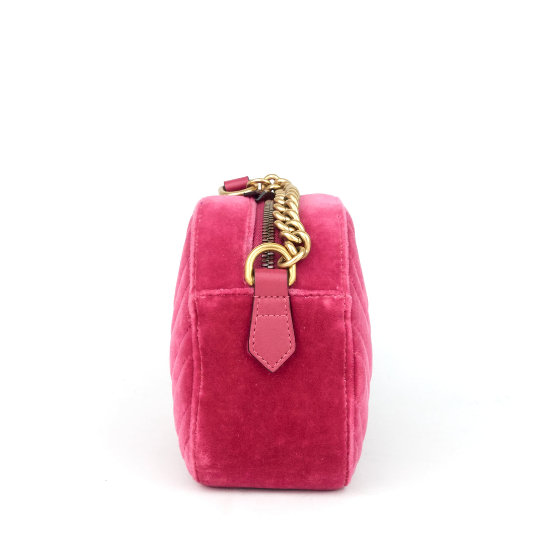 marmont 2.0 fuchsia velvet shoulder bag