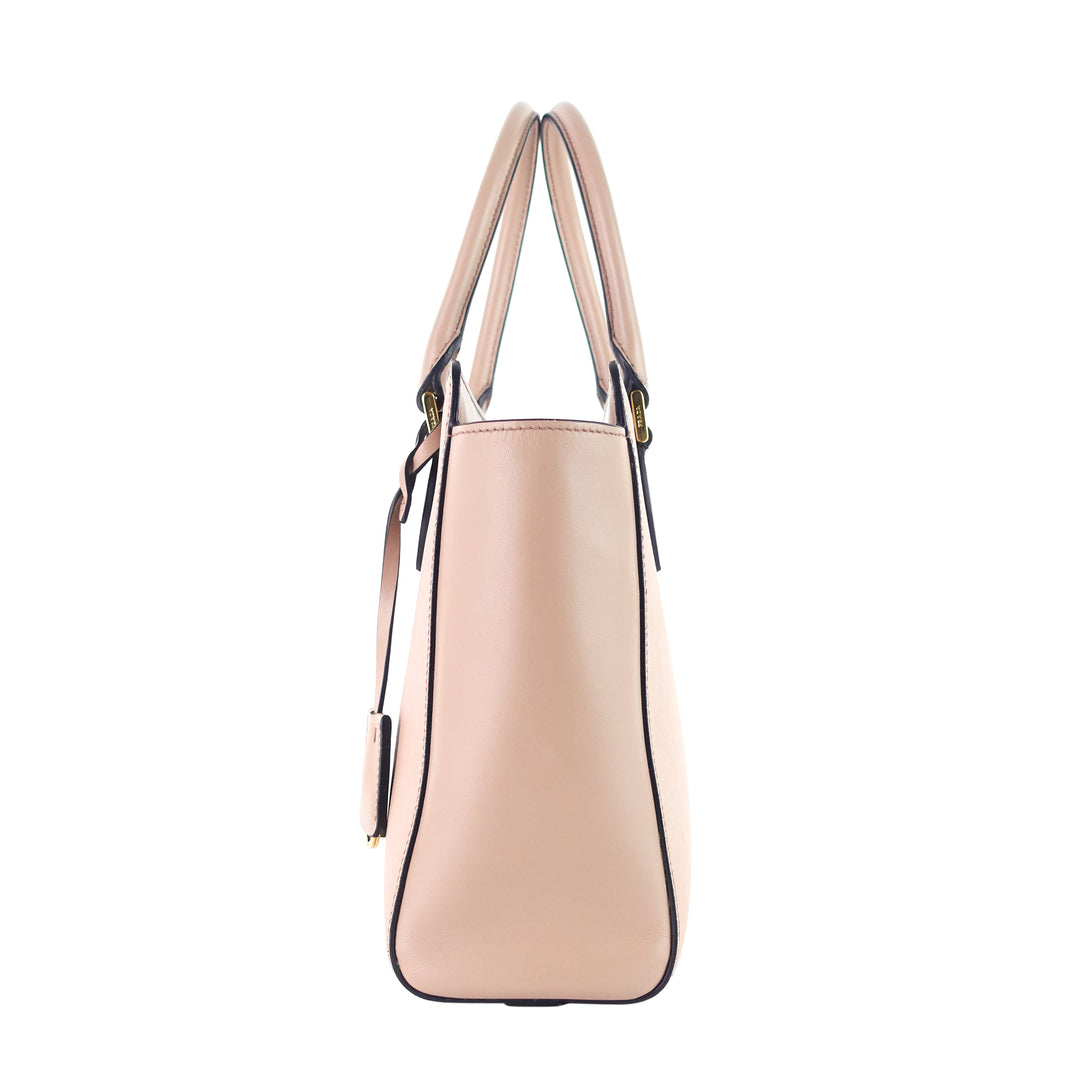 Top Handle Saffiano and Soft Calfskin Leather Tote Bag