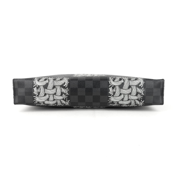 pochette voyage rope damier graphite canvas clutch bag