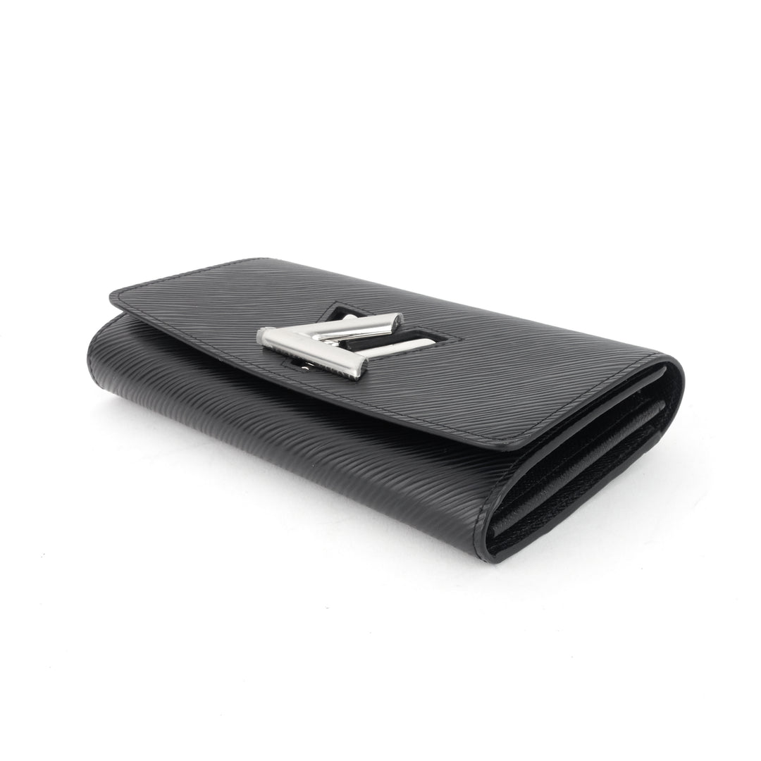 twist long black epi leather wallet