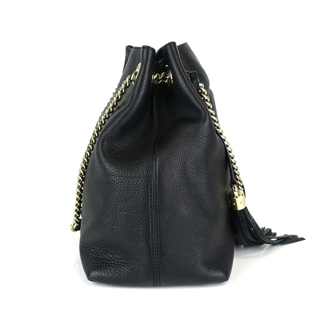 soho chain strap calf leather tassel bag