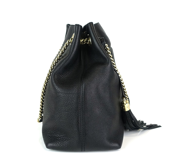 soho chain strap calf leather tassel bag
