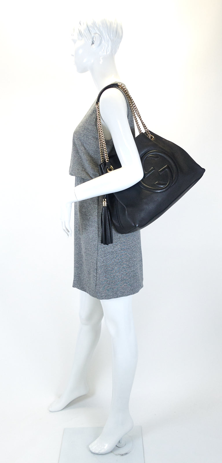 soho chain strap calf leather tassel bag