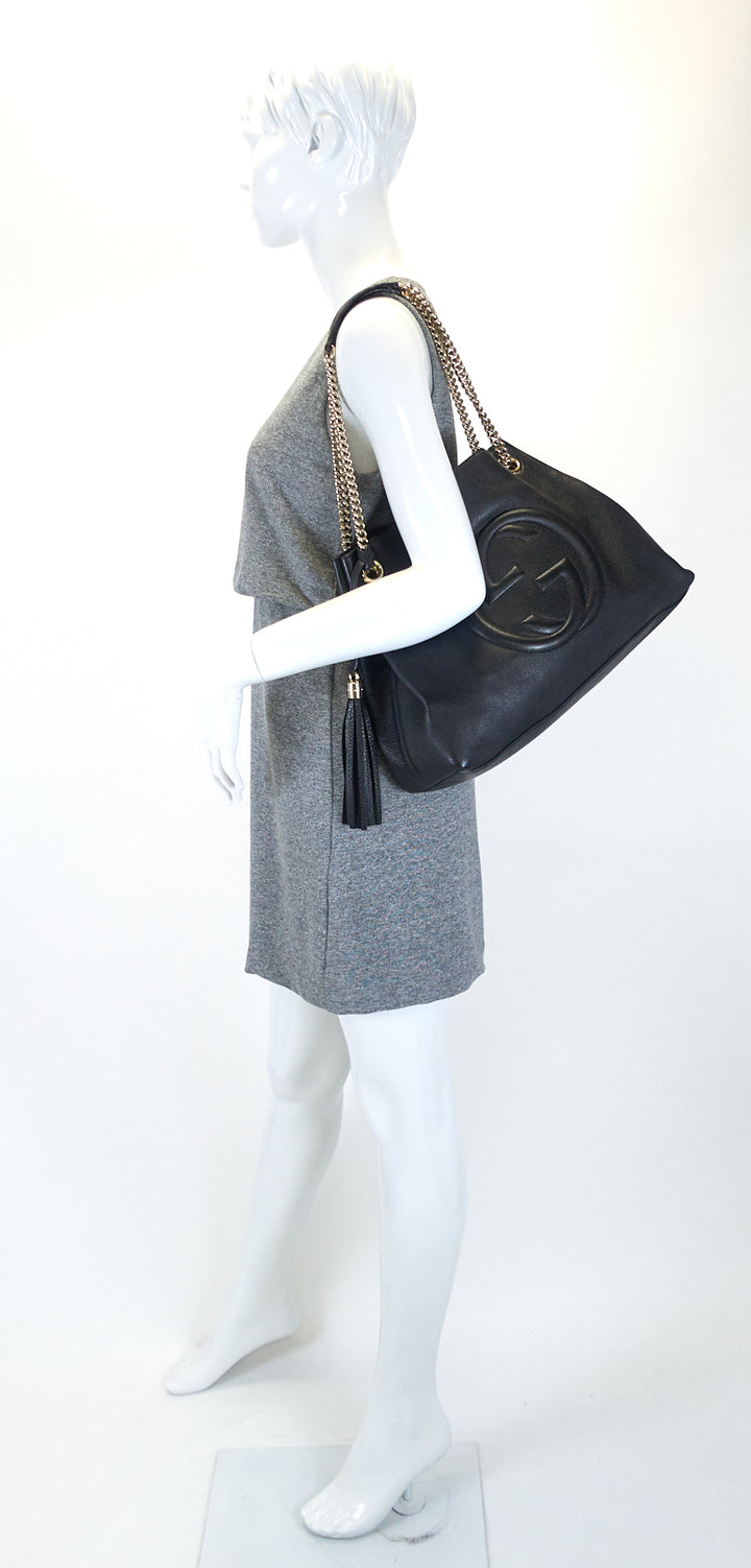 soho chain strap calf leather tassel bag