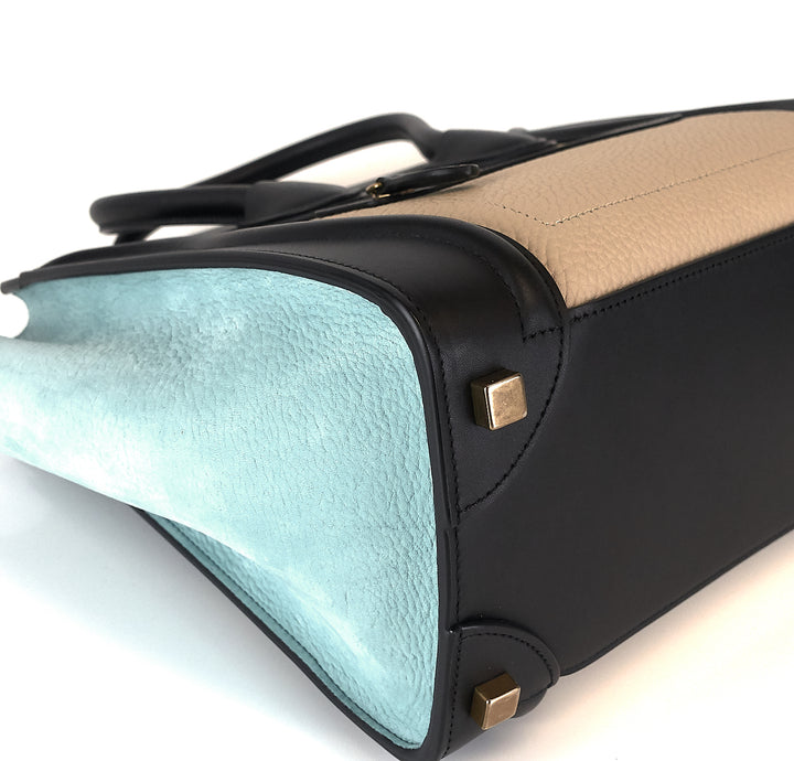 micro luggage calf leather antarctic tricolour bag