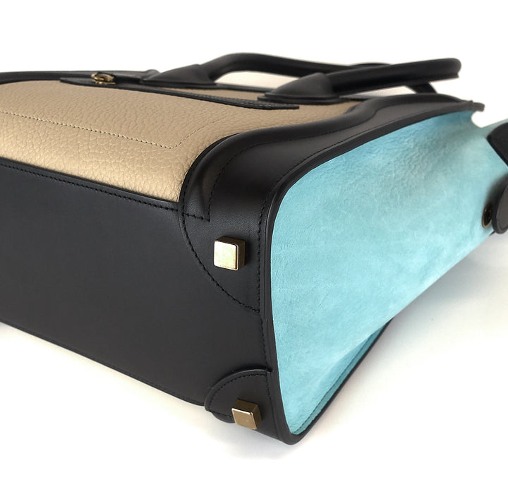micro luggage calf leather antarctic tricolour bag