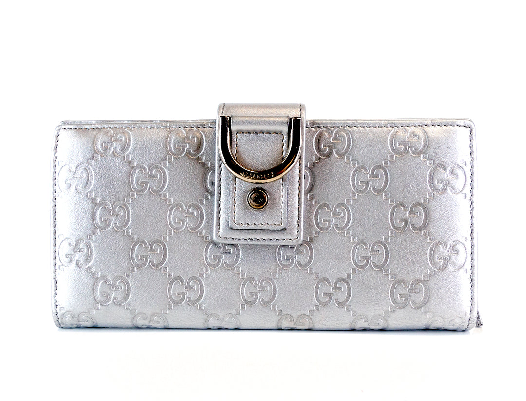 guccissima leather continental d-ring wallet