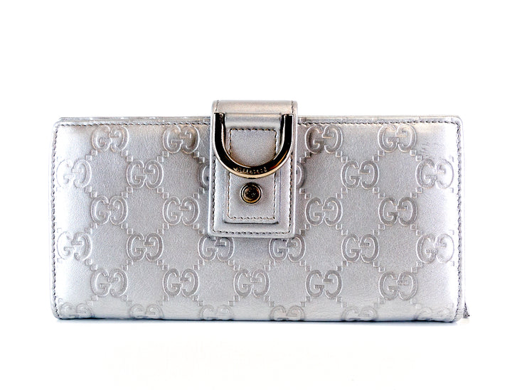 guccissima leather continental d-ring wallet